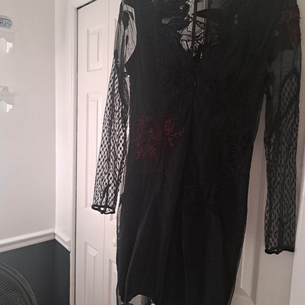 French Connection Black Beaded Dress